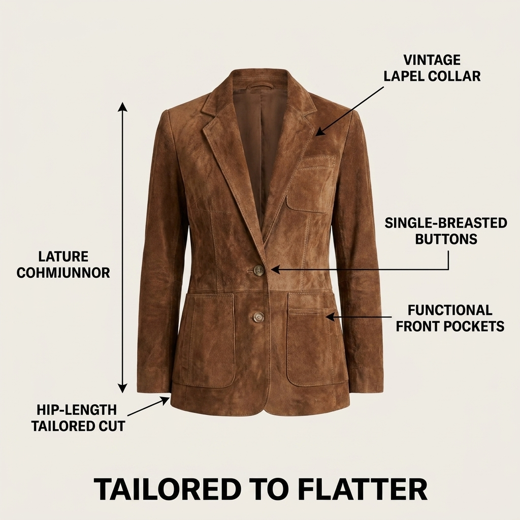 Women's Notched Lapel Buttoned Jacket | Patch Pockets