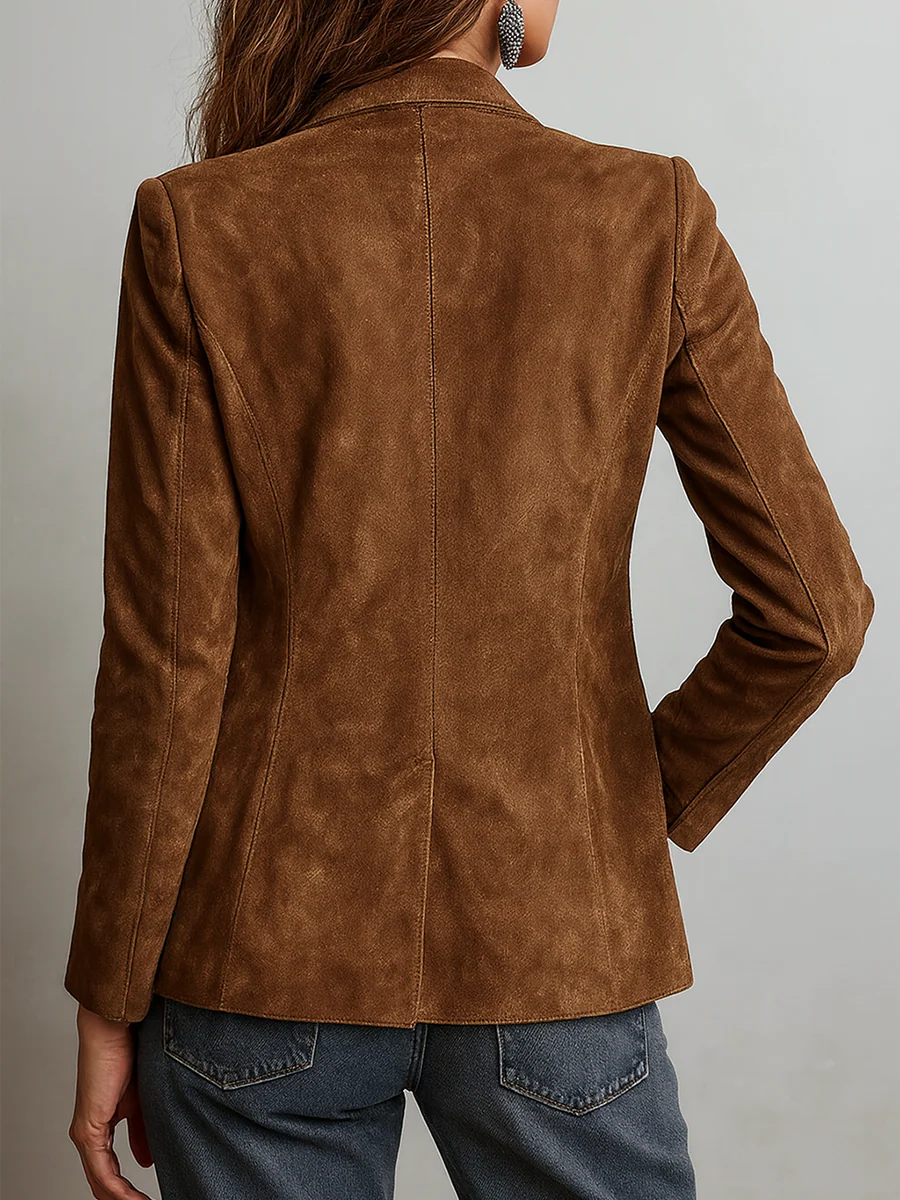 Women's Notched Lapel Buttoned Jacket | Patch Pockets