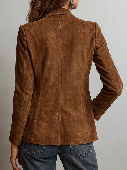 Women's Notched Lapel Buttoned Jacket | Patch Pockets
