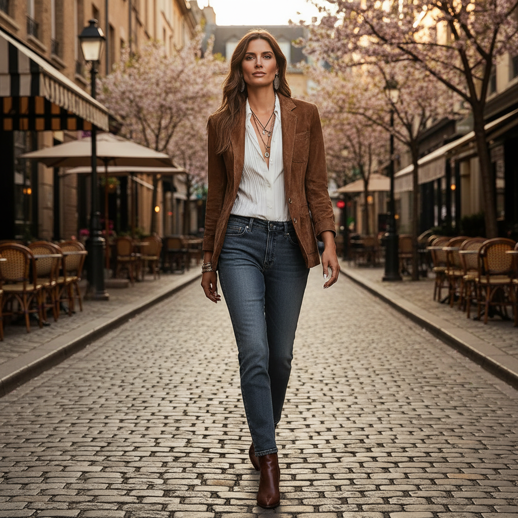 Women's Notched Lapel Buttoned Jacket | Patch Pockets