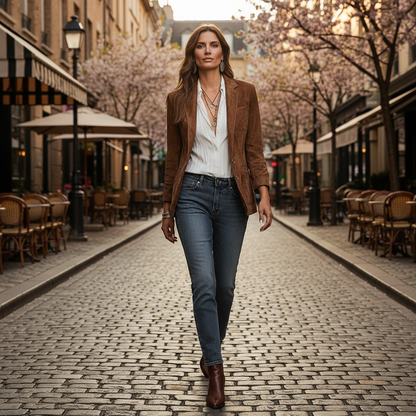 Women's Notched Lapel Buttoned Jacket | Patch Pockets