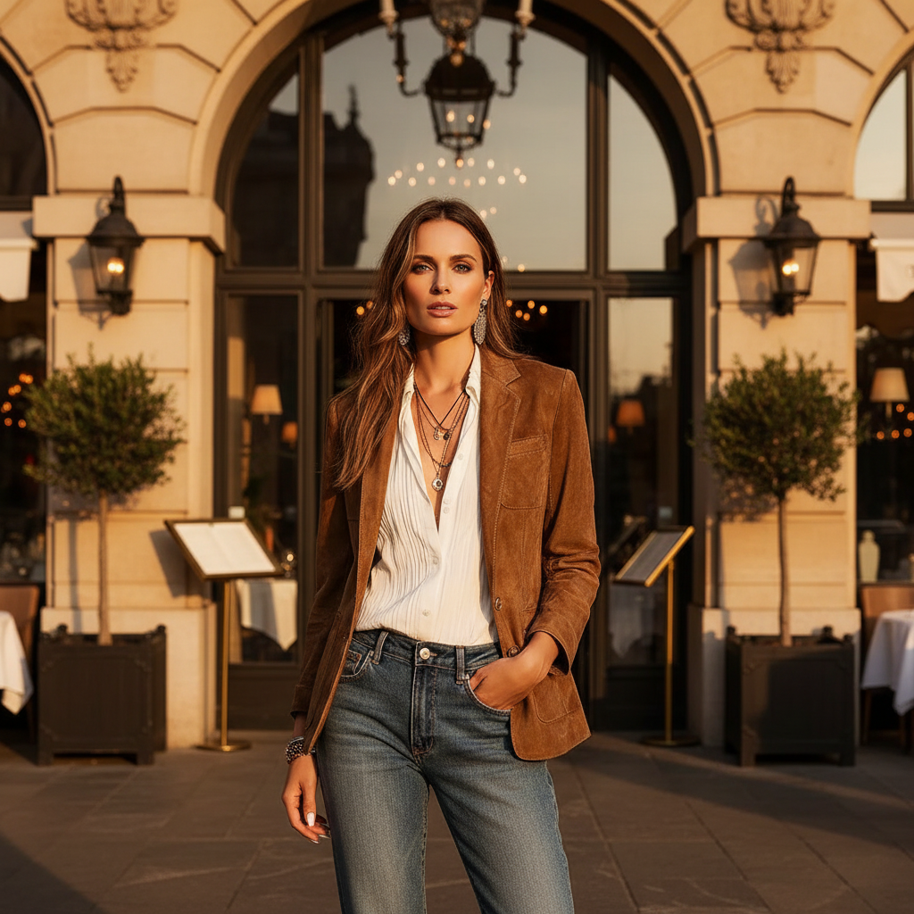 Women's Notched Lapel Buttoned Jacket | Patch Pockets