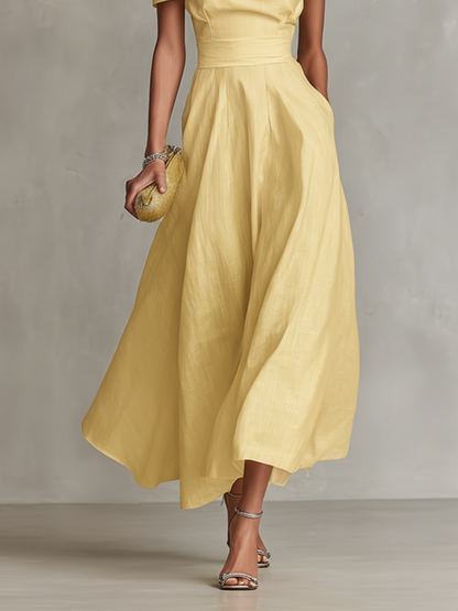Women's One-Shoulder Fitted Waist Dress | Midi