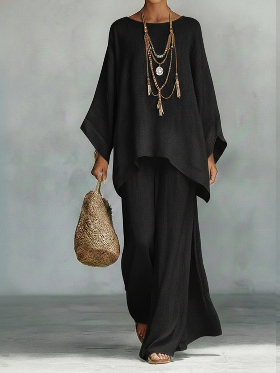 Women's Oversized Batwing Top | Wide-Leg Set