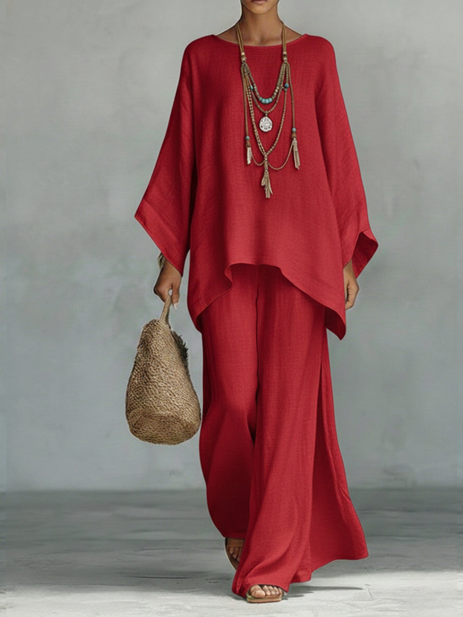 Women's Oversized Batwing Top | Wide-Leg Set