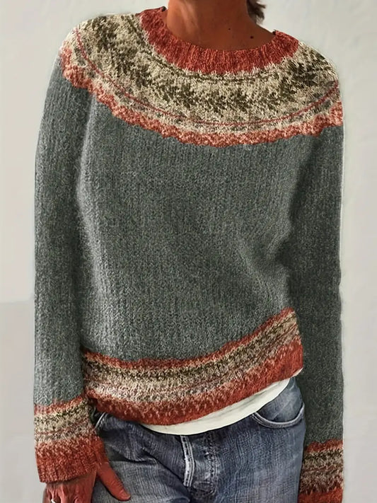 Women's Patterned Crew Neck Jumper | Long Sleeve