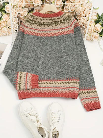 Women's Patterned Crew Neck Jumper | Long Sleeve