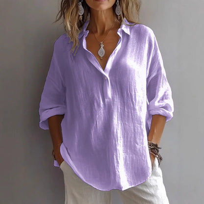 Margot | Long Sleeve Relaxed Collared Blouse