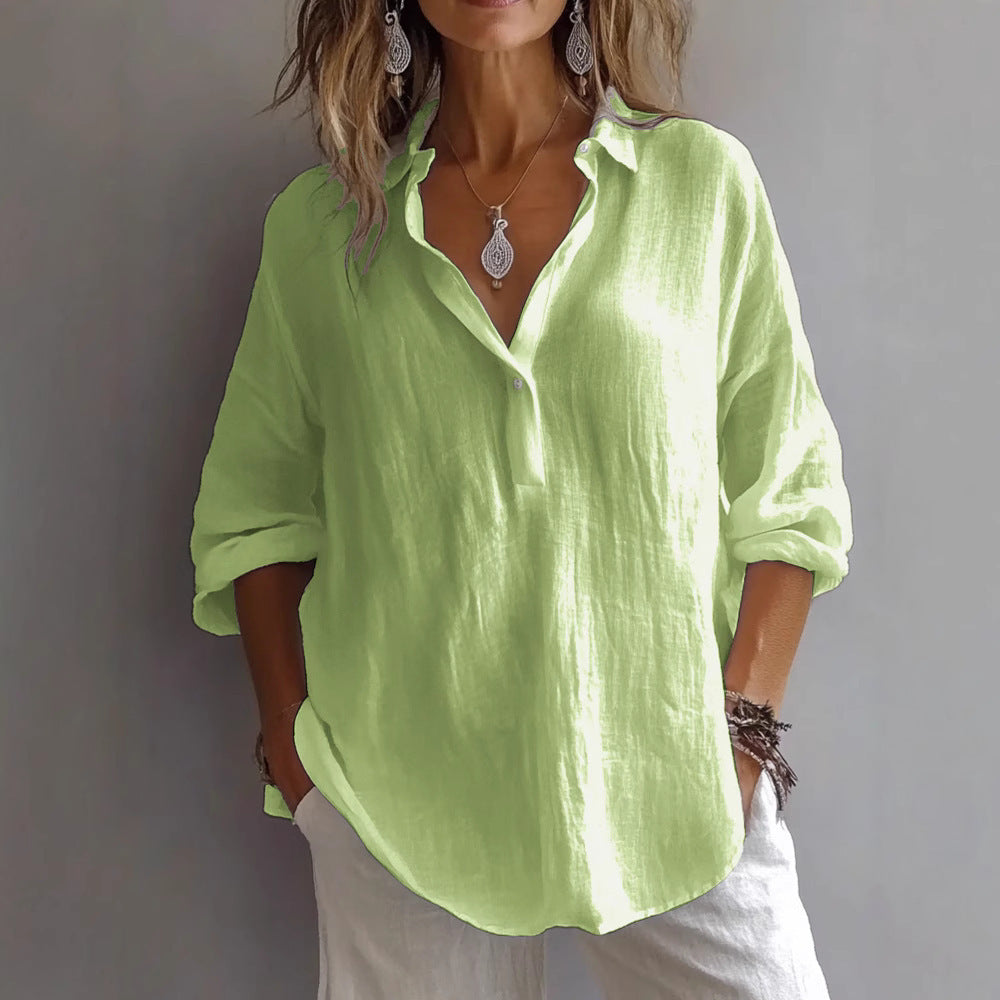 Margot | Long Sleeve Relaxed Collared Blouse