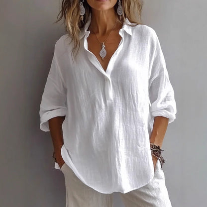 Margot | Long Sleeve Relaxed Collared Blouse