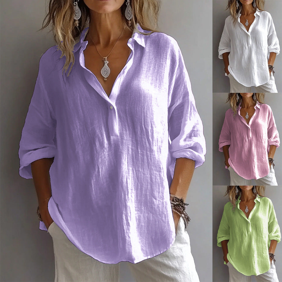 Margot | Long Sleeve Relaxed Collared Blouse