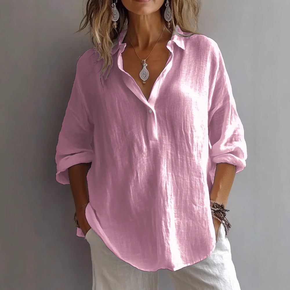 Margot | Long Sleeve Relaxed Collared Blouse