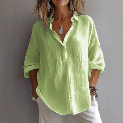 Margot | Long Sleeve Relaxed Collared Blouse