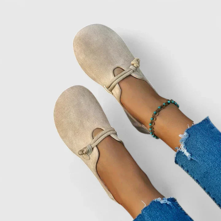Women's Round-Toe Rope-Strap Flats | Slip-On