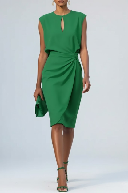 Opal | Midi Ruched Keyhole Dress