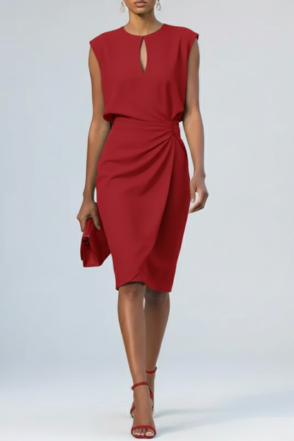 Opal | Midi Ruched Keyhole Dress