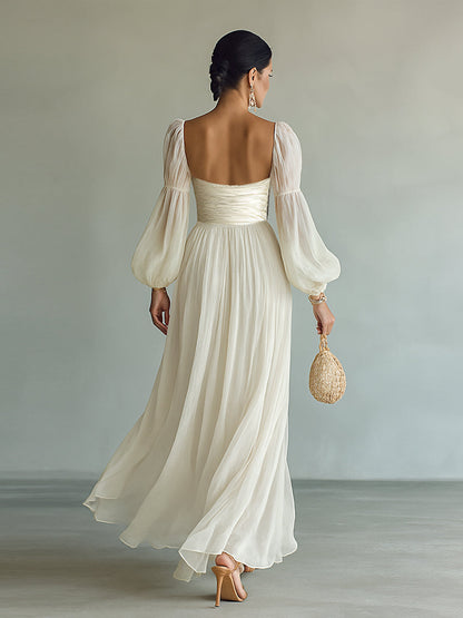 Women's Square Neck Puff Sleeve Dress | Maxi