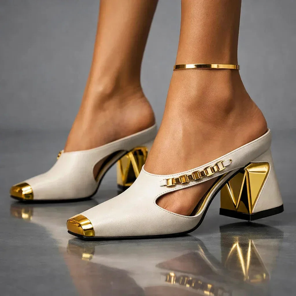 Women's Square Toe Block Heels | Studded