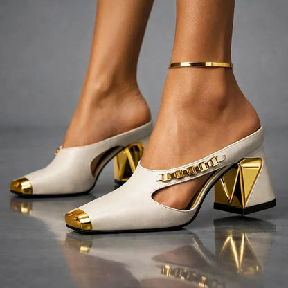 Women's Square Toe Block Heels | Studded