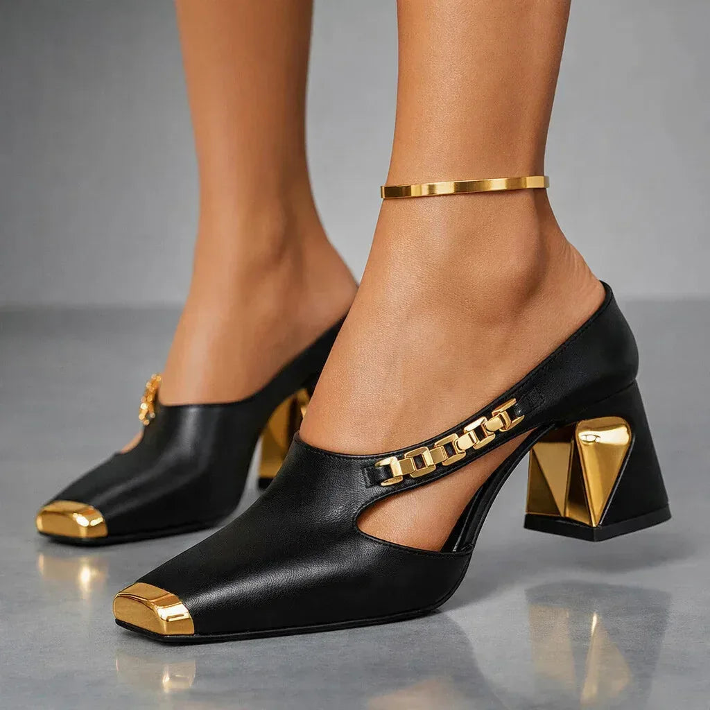 Women's Square Toe Block Heels | Studded