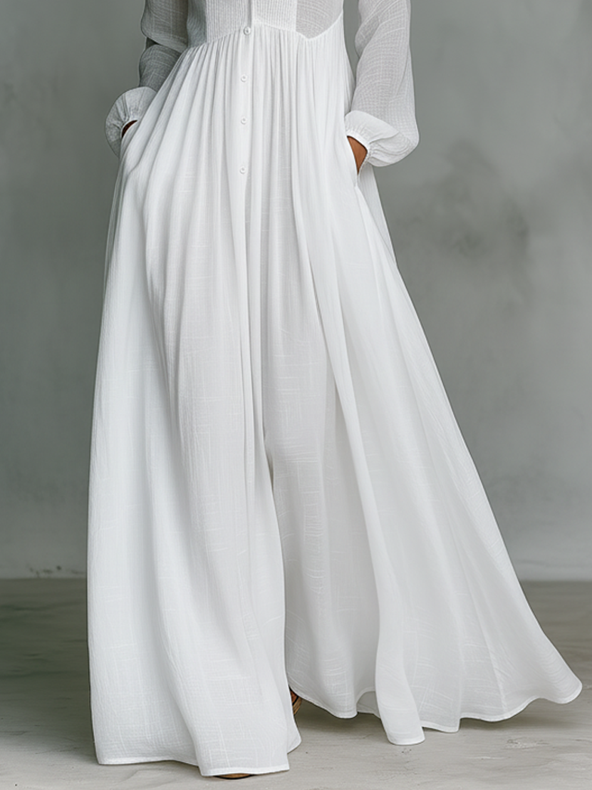 Women's Stand Collar Shirt Dress | Maxi