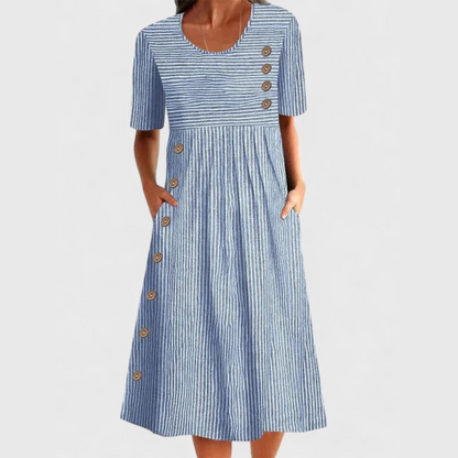 Women's Striped Button-Front Dress | Midi