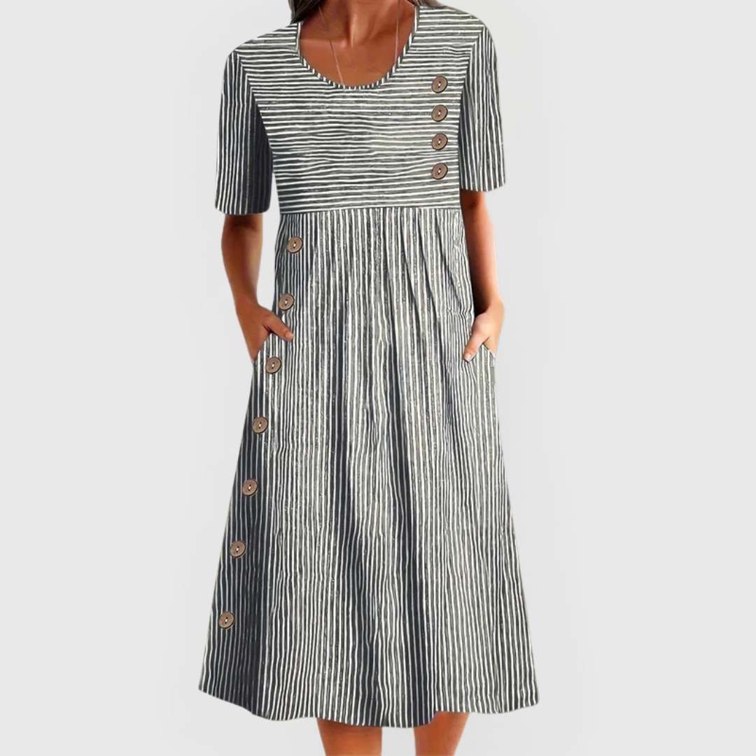 Women's Striped Button-Front Dress | Midi