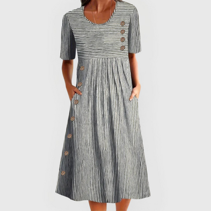 Women's Striped Button-Front Dress | Midi