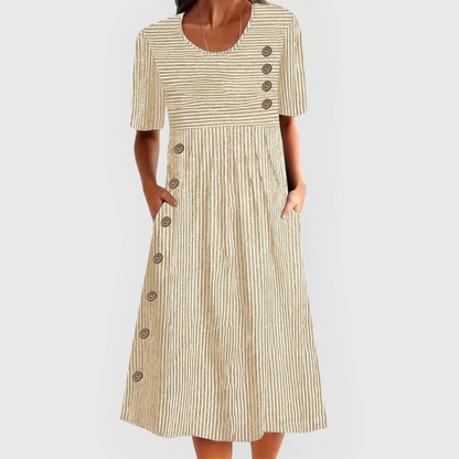 Women's Striped Button-Front Dress | Midi