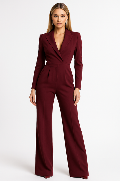Women's Tailored Wide-Leg Jumpsuit | Long Sleeve