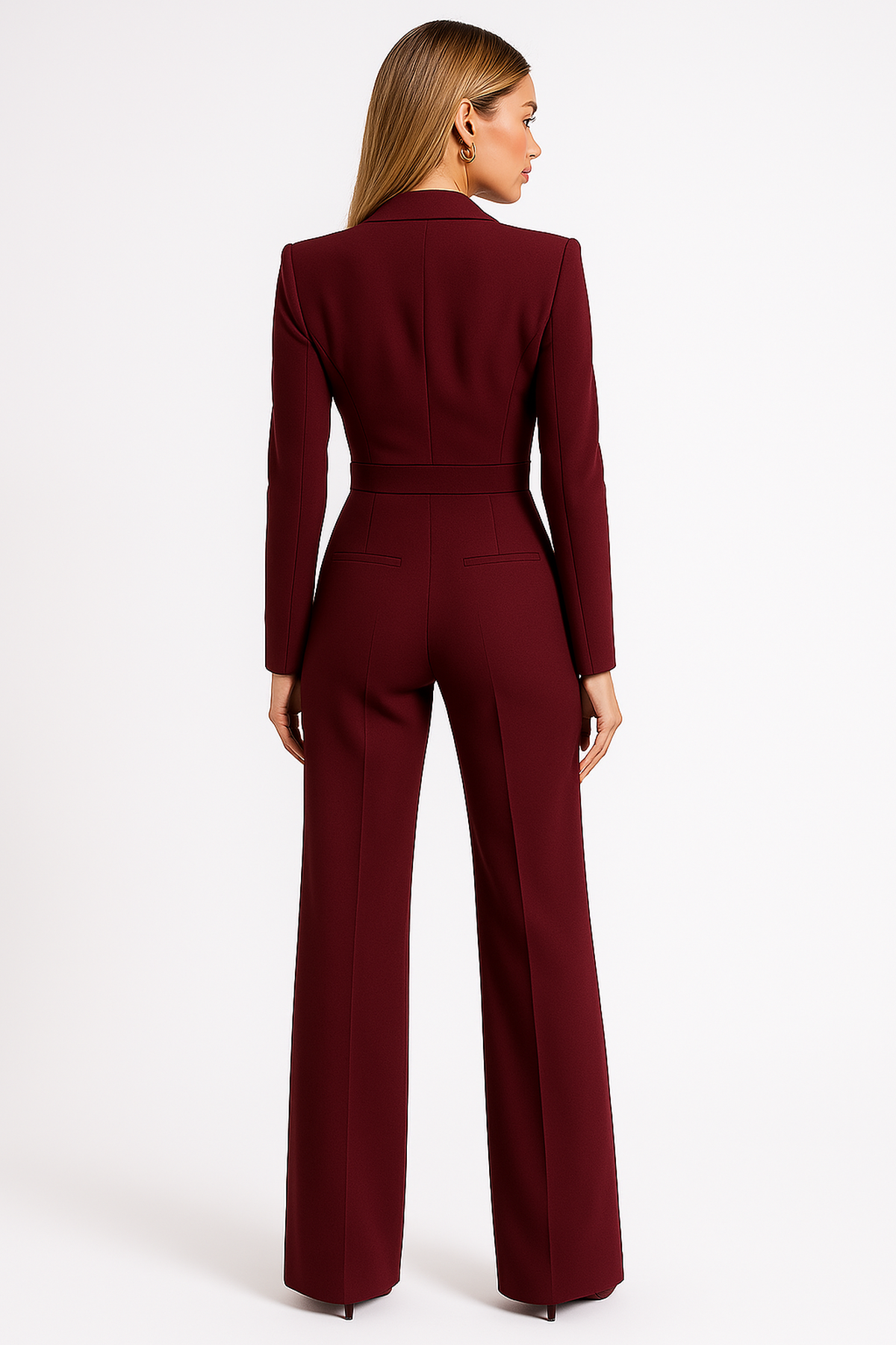 Women's Tailored Wide-Leg Jumpsuit | Long Sleeve