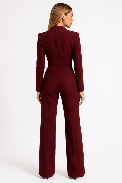 Women's Tailored Wide-Leg Jumpsuit | Long Sleeve