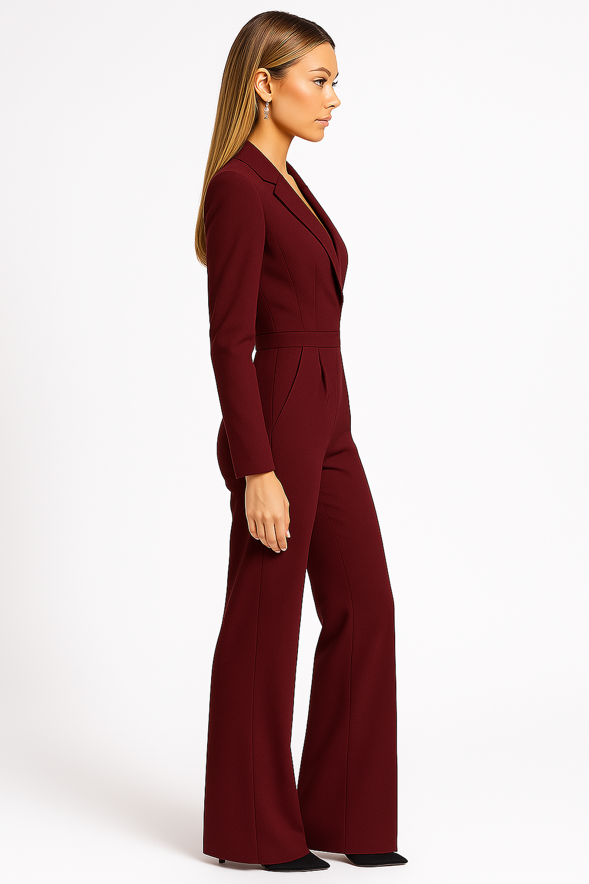 Women's Tailored Wide-Leg Jumpsuit | Long Sleeve