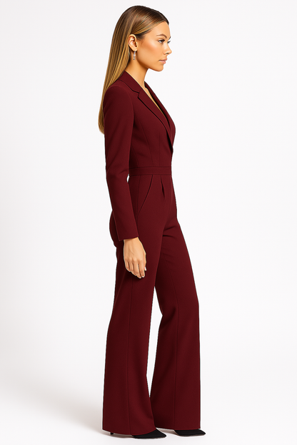Women's Tailored Wide-Leg Jumpsuit | Long Sleeve