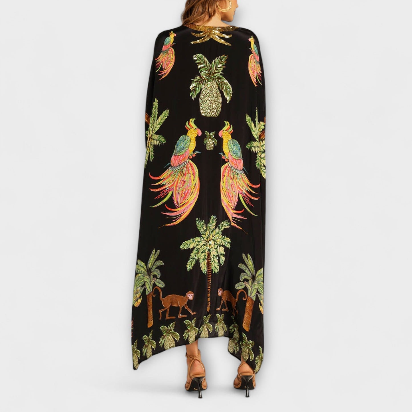 Women's Tropical Print Kaftan Dress | Maxi