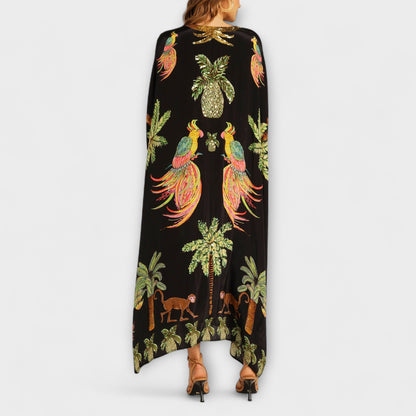 Women's Tropical Print Kaftan Dress | Maxi