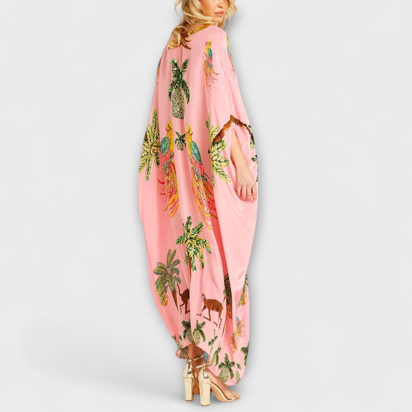 Women's Tropical Print Kaftan Dress | Maxi