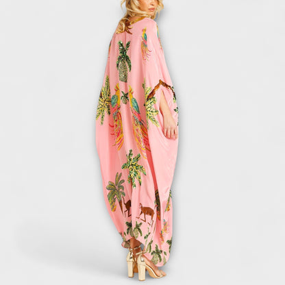 Women's Tropical Print Kaftan Dress | Maxi
