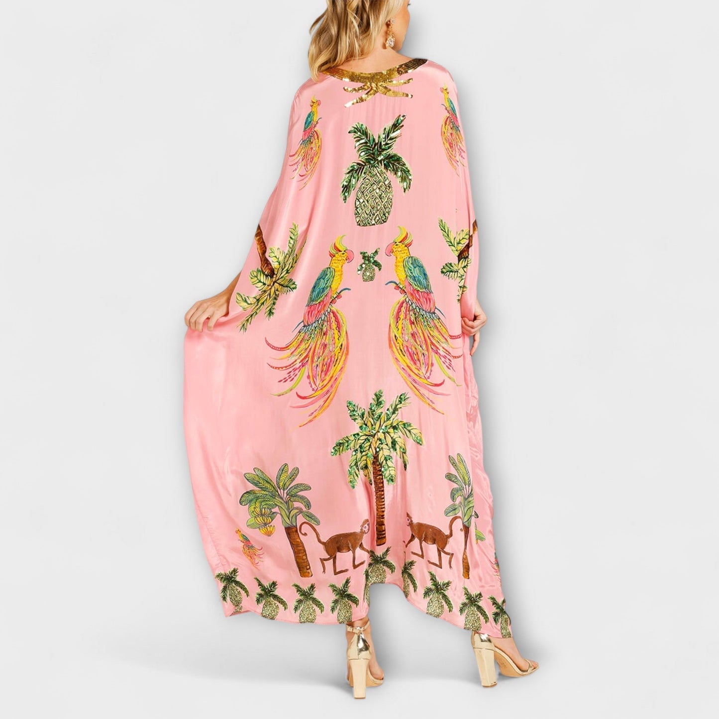 Women's Tropical Print Kaftan Dress | Maxi
