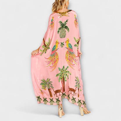 Women's Tropical Print Kaftan Dress | Maxi