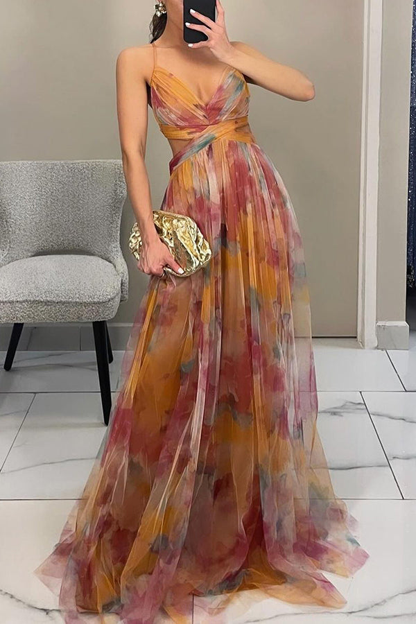 Daphne | Maxi V-Neck Spaghetti Strap Dress