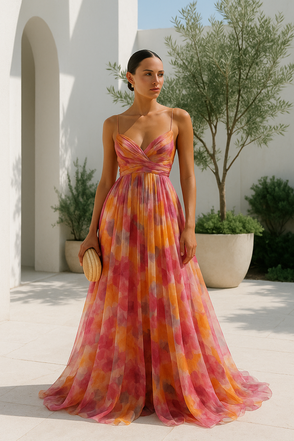 Daphne | Maxi V-Neck Spaghetti Strap Dress