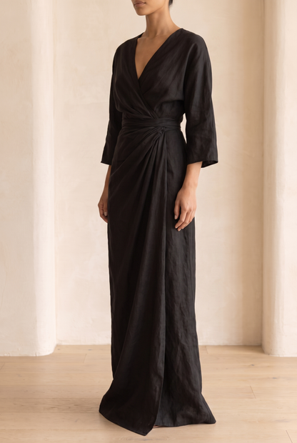 Women's Wrap V-Neck Dress | Maxi