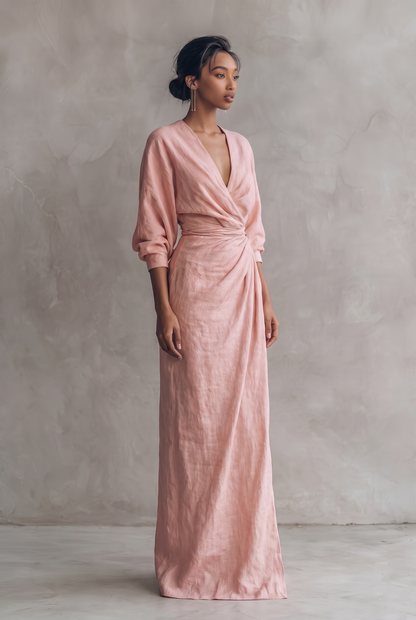 Women's Wrap V-Neck Dress | Maxi